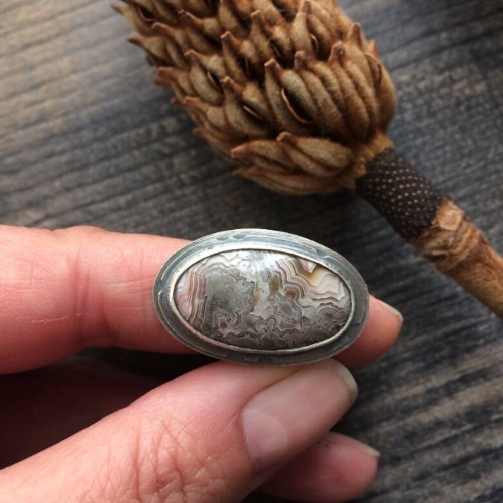 Sterling Silver and Crazy Lace Agate Ring